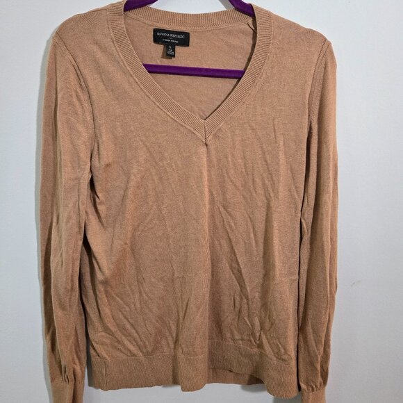 Banana Republic tan sweater v-neck size L - Picture 1 of 4